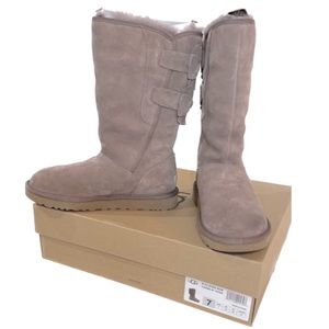 New UGG ALLEGRA BOW Boots Stormy Grey Sz 7